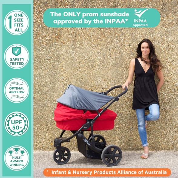 SnoozeShade Original Deluxe newborn to 6 9 months Universal fit sunshade for prams carrycots Better than a pram parasol Doona compatible Blocks 97.5 of UV Little Uns Retail Ltd