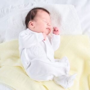 Rabbit & Star Ribbed Sleepsuit White