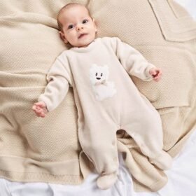 Rocking Horse Knitted Onesie Taupe/white (copy)