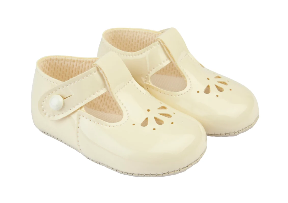 Soft Sole Baby Shoes Button T-bar With Petal Punch (copy)