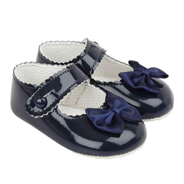 Soft Sole Girls Button Bar Shoe Pre Walker With Bow (copy)