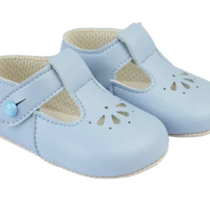 Soft Sole Baby Shoes Button T-bar With Petal Punch- Pink (copy)