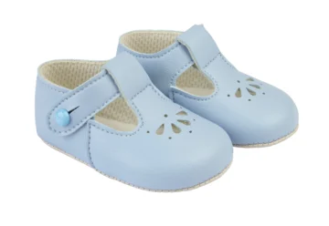 Soft Sole Baby Shoes Button T-bar With Petal Punch- Pink (copy)