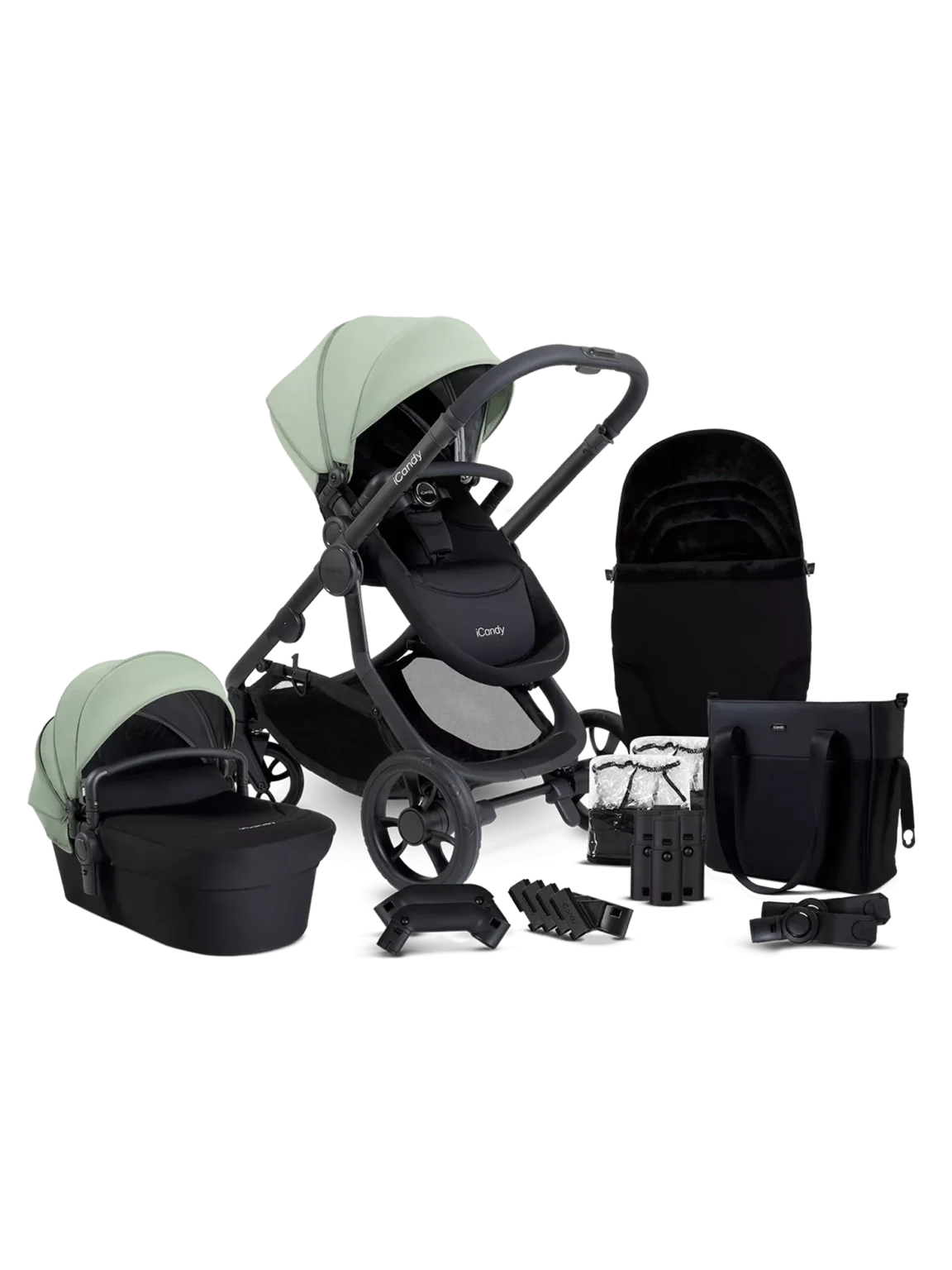Icandy Orange 4 Pushchair Bundle - Jet, Pistachio