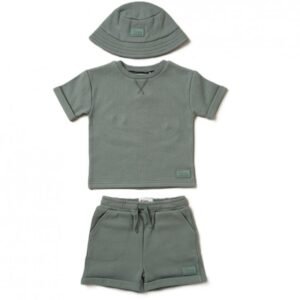 Boys Ribbed T-shirt & Short Set With Hat