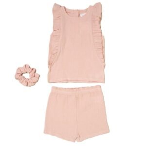 Frill Top & Short Set With Scrunchie
