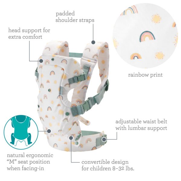 Infantino Flip Advanced 4-in-1 Convertible Baby Carrier Rainbow Print