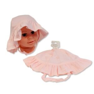Baby Girls Hat With Chin Strap- Pink