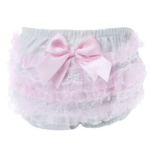 Frilly Knickers Pink/white With Bow
