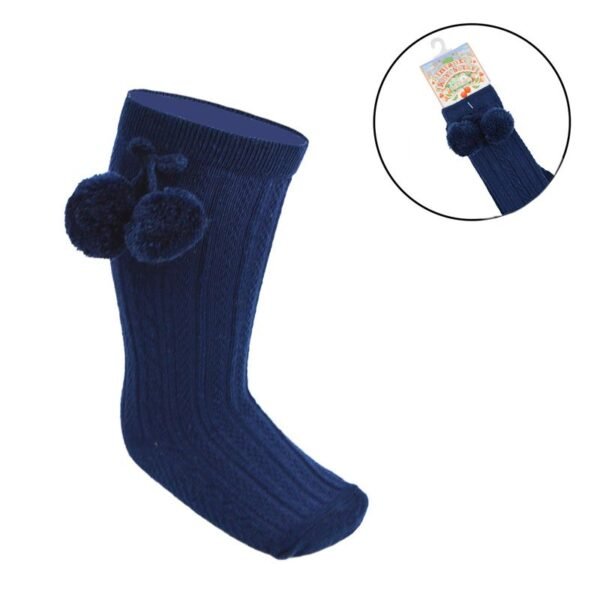 Steel Blue Knee Length Socks W/pom Pom (copy)