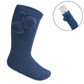 Dusty Blue Knee Length Socks W/pom Pom (copy)