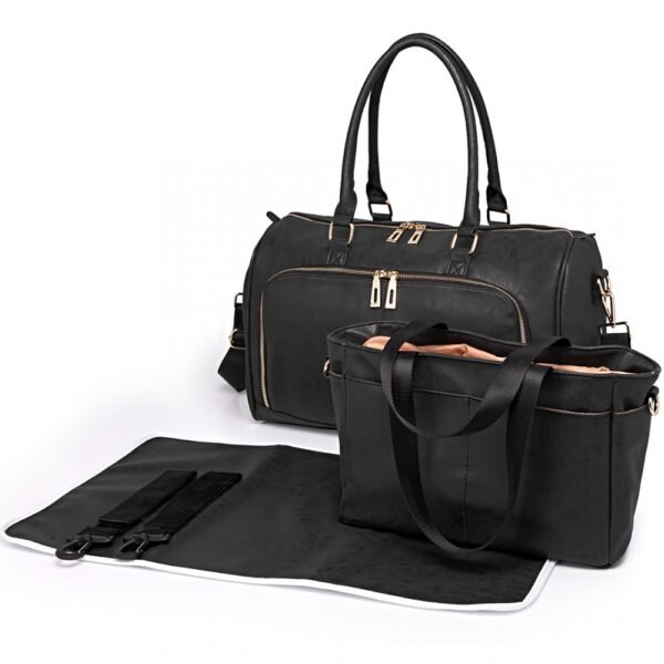 Black Leather Look Changing Bag