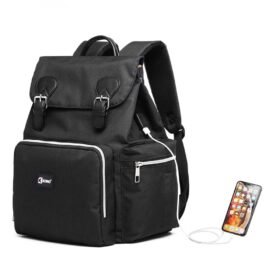 Baby Changing Backpack With Usb Charging Interface - Black