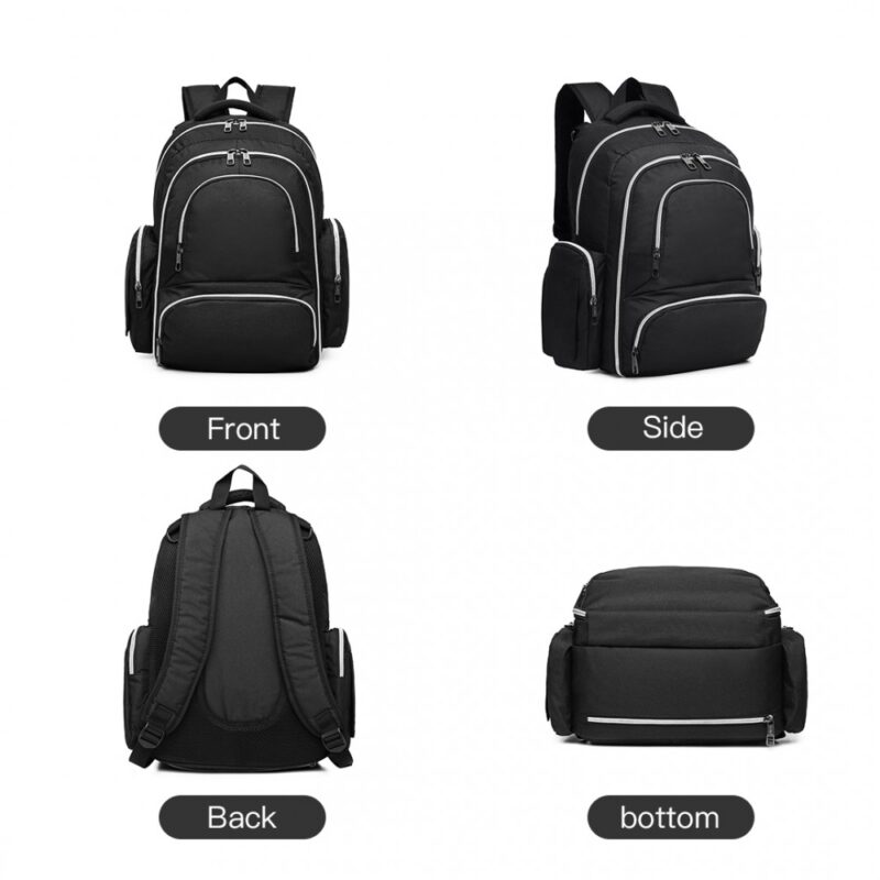 Large Capacity Multi Function Baby Diaper Backpack - Black