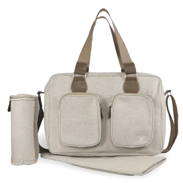 Deluxe Changing Bag - Oatmeal Herringbone