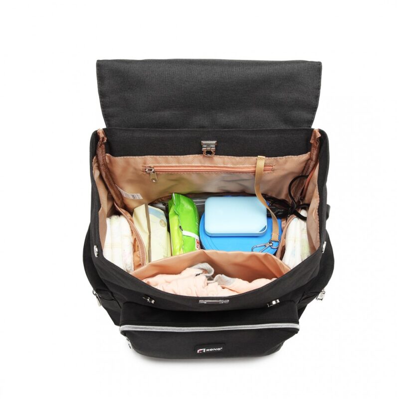 Baby Changing Backpack With Usb Charging Interface - Black