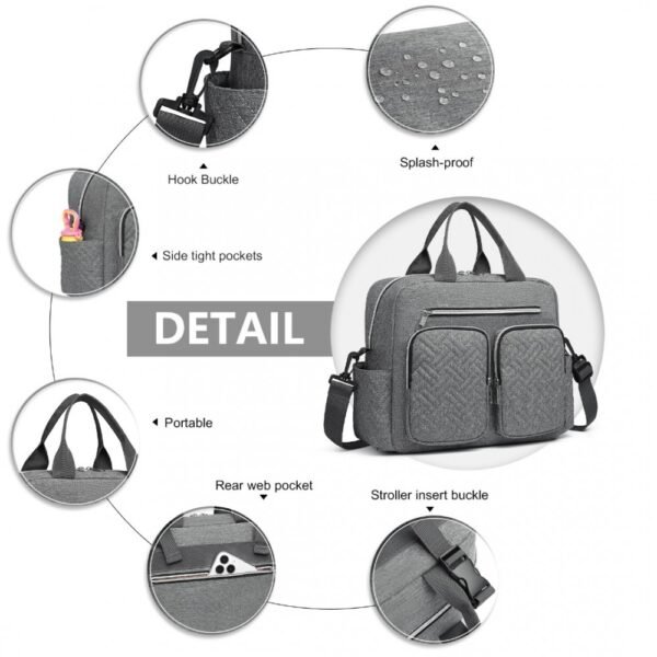 Durable And Functional Changing Tote Bag - Grey