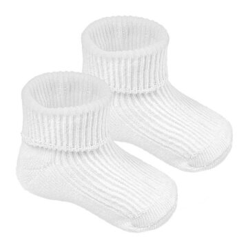 New Born White 2pk Turnover Socks