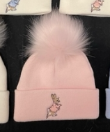 Baby Girls Rabbit Pom Hat - Pink- 12-24m