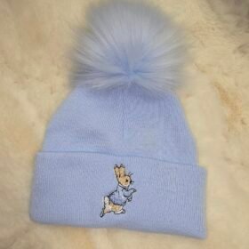 Baby Rabbit Pom Hat – Blue- 1-3yrs