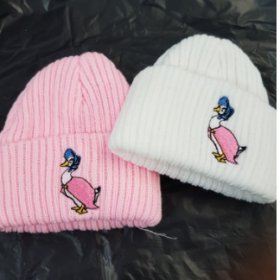 Winter Beanie Hat- Duck- White