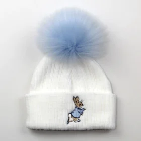 White Faux Fur Baby Rabbit Pom Hat – Unisex- Newborn (copy)