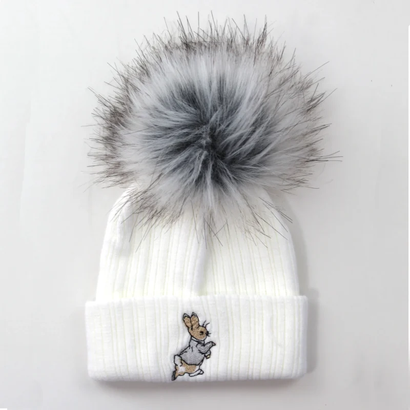 Baby Girls Rabbit Pom Hat - Pink- 0-3m (copy)