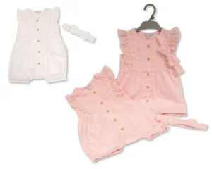 Baby Girls Lace Romper With Headband