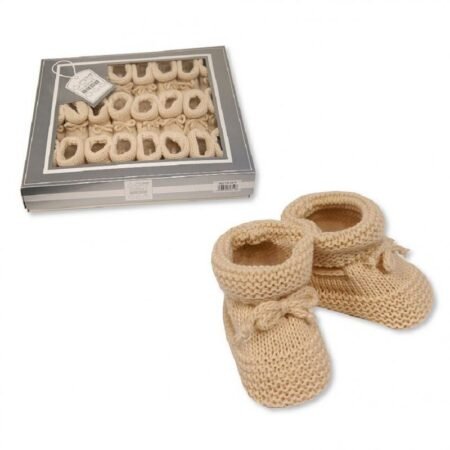 Knitted Baby Bootees- Taupe