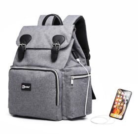 Kono Baby Changing Backpack With Usb Charging Interface - Grey