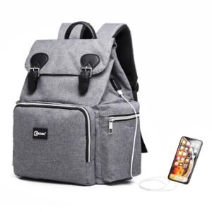 Kono Baby Changing Backpack With Usb Charging Interface - Grey