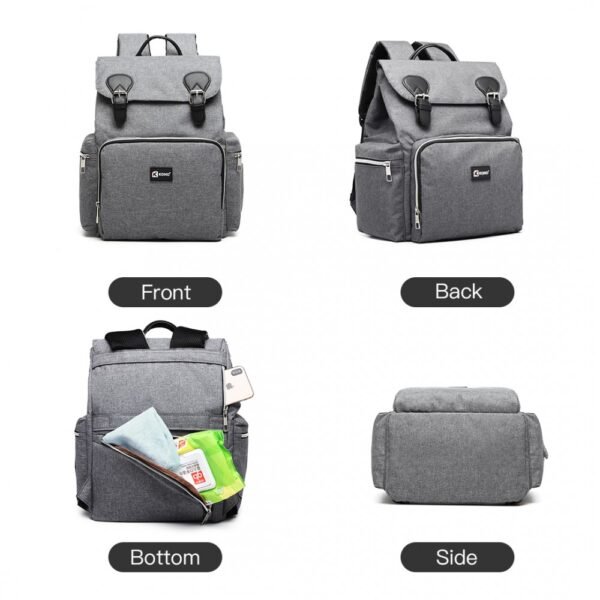 Kono Baby Changing Backpack With Usb Charging Interface - Grey