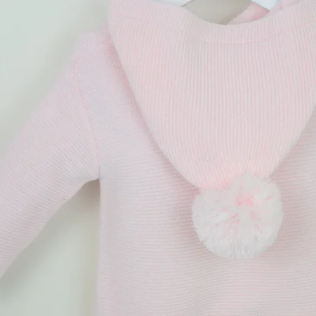 'estelle' Knitted Hooded Pramsuit- Pink