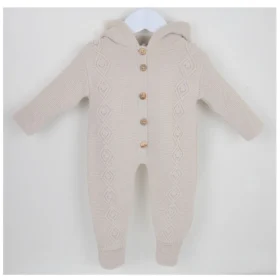 'estelle' Knitted Hooded Pramsuit- Natural