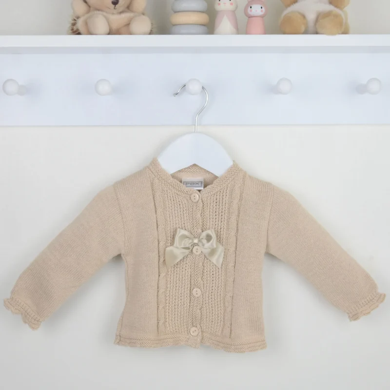 Pex Baby Girls Cardigan With Bow - Beige