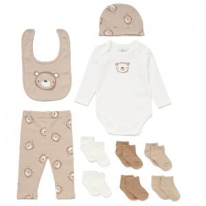 Baby Unisex Bear Ribbed 10 Piece Gift Set