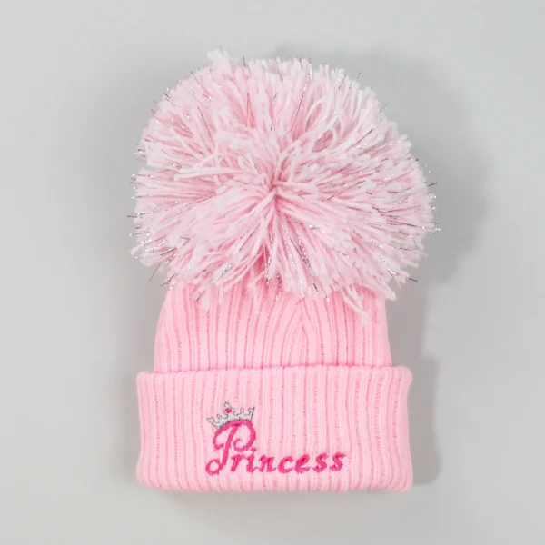 Baby Girls Princess Pink Pom Pom Hat