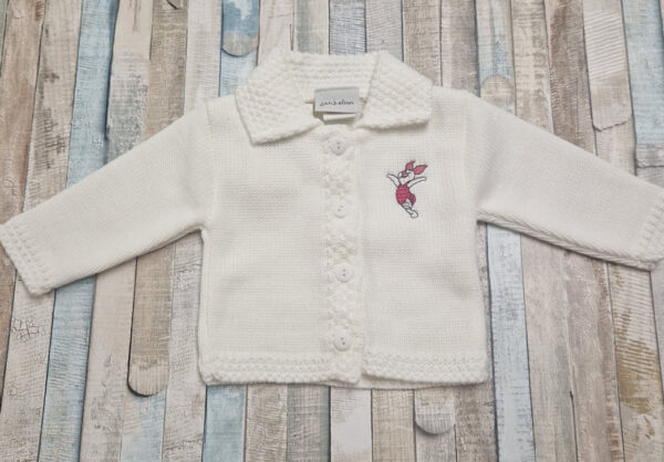 White Piglet Button Cardigan