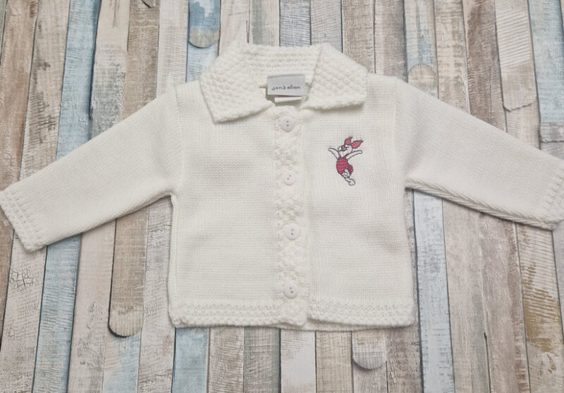 White Piglet Button Cardigan