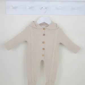 Natural 'archie' Knitted Hooded Pramsuit