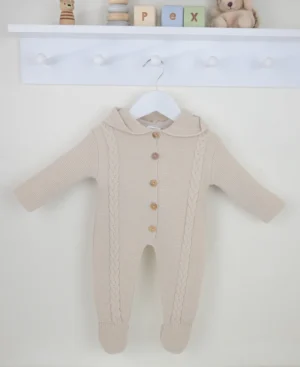 Natural 'archie' Knitted Hooded Pramsuit