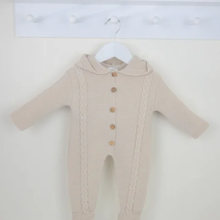 Natural 'archie' Knitted Hooded Pramsuit