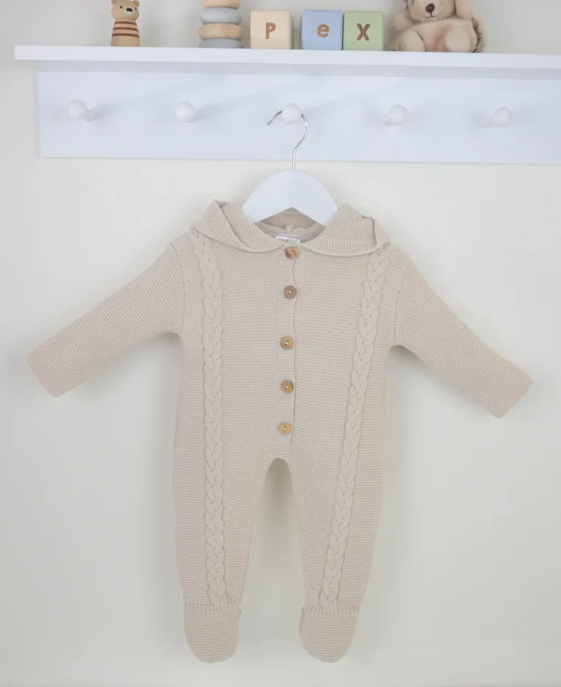 Natural 'archie' Knitted Hooded Pramsuit
