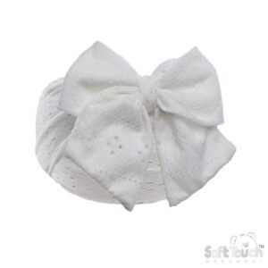 White Cable Headband W/large Bow