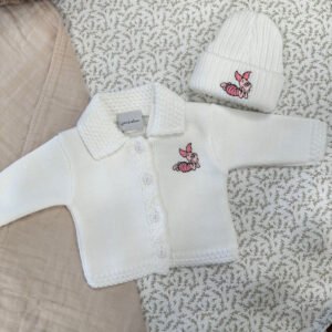 White Piglet Button Cardigan