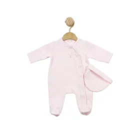 Pink Waffle Tiny Sleepsuit With Hat