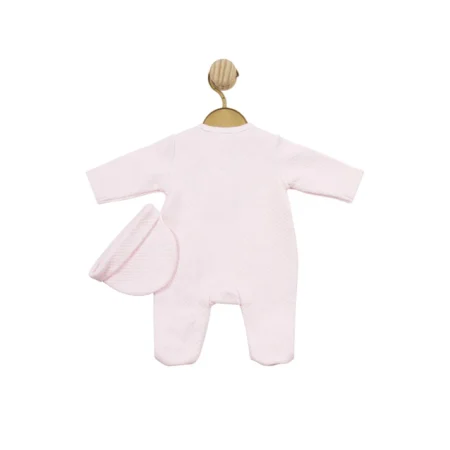 Pink Waffle Tiny Sleepsuit With Hat