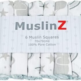 Muslinz 6pk Muslin Squares 70cm – Grey Stars