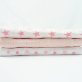 Muslinz 6 Pack Muslin Squares 70cm – Pink Stars