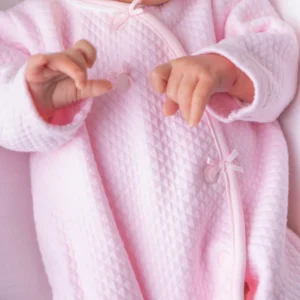 Pink Waffle Tiny Sleepsuit With Hat